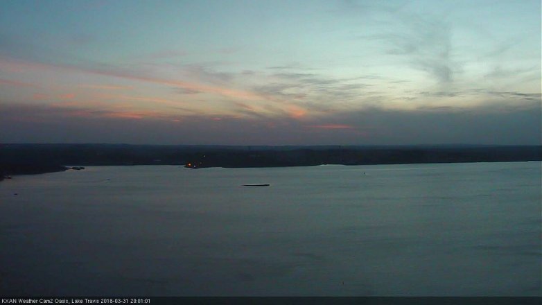 Lake Travis webcam, March 31, 2018 7:20 PM CT
