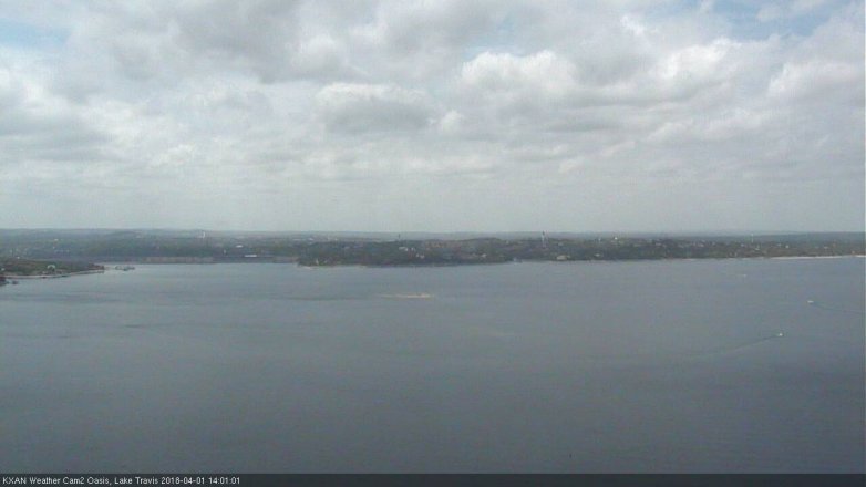 Lake Travis webcam, April 1, 2018 1:10 PM CT