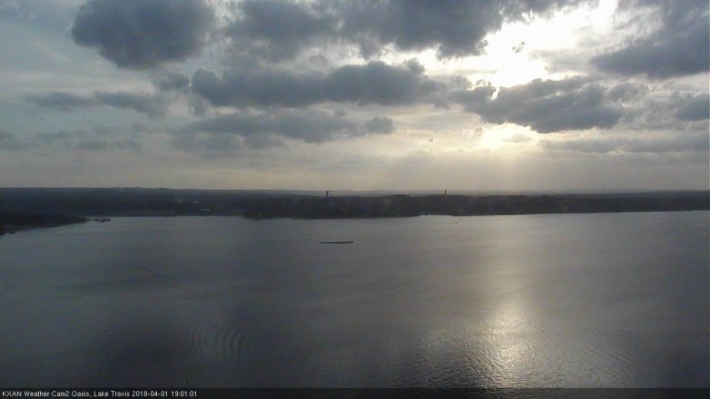 Lake Travis webcam, April 1, 2018 6:25 PM CT