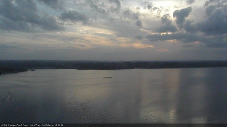 Lake Travis webcam, April 1, 2018 7:00 PM CT