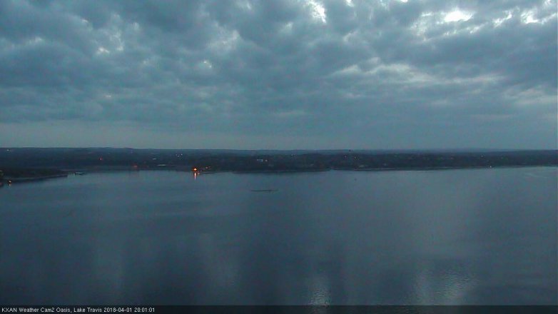 Lake Travis webcam, April 1, 2018 7:05 PM CT