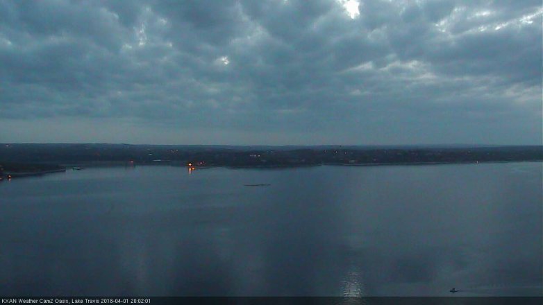 Lake Travis webcam, April 1, 2018 7:30 PM CT