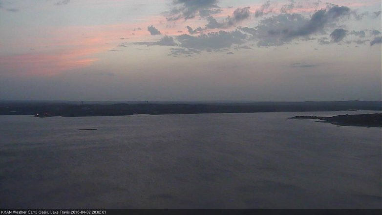 Lake Travis webcam, April 2, 2018 7:15 PM CT