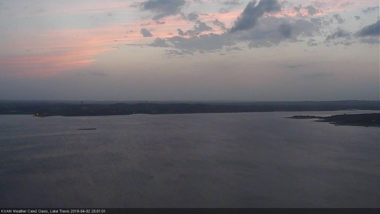 Lake Travis webcam, April 2, 2018 7:20 PM CT