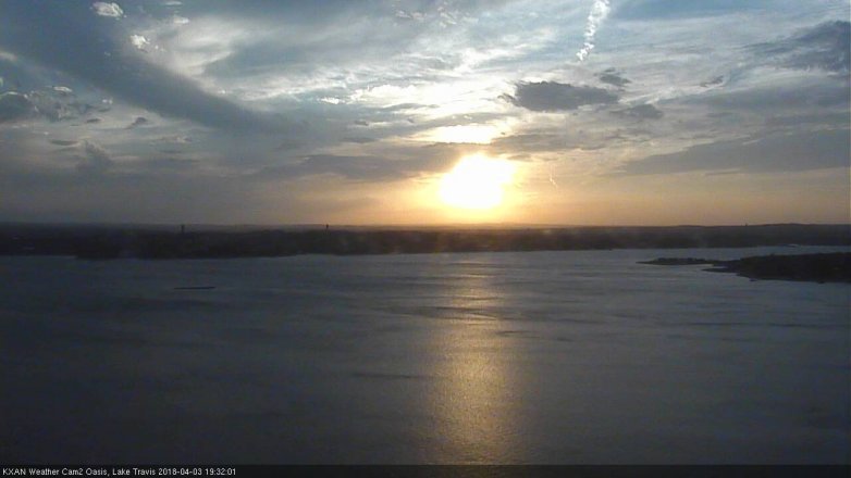 Lake Travis webcam, April 3, 2018 6:50 PM CT