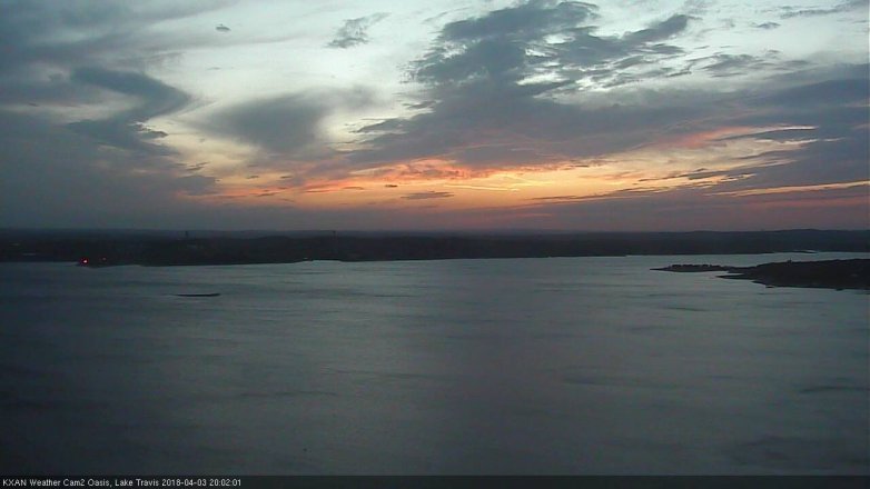Lake Travis webcam, April 3, 2018 7:05 PM CT