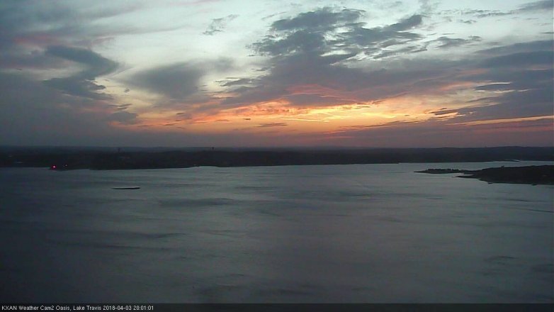 Lake Travis webcam, April 3, 2018 7:30 PM CT