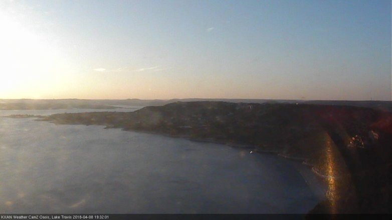 Lake Travis webcam, April 8, 2018 6:50 PM CT