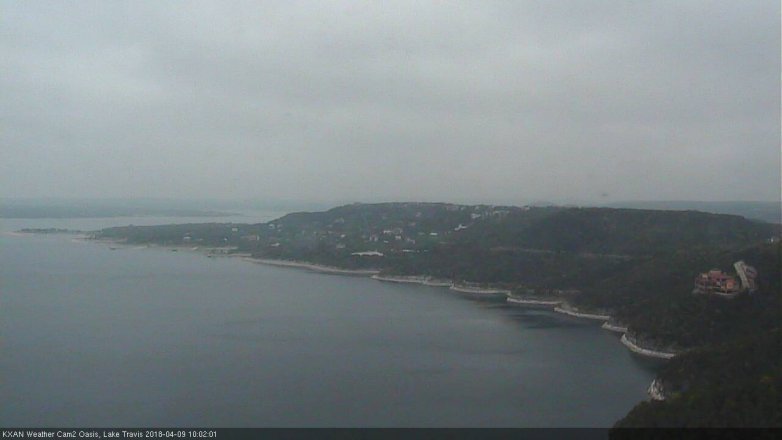 Lake Travis webcam, April 9, 2018 9:30 AM CT