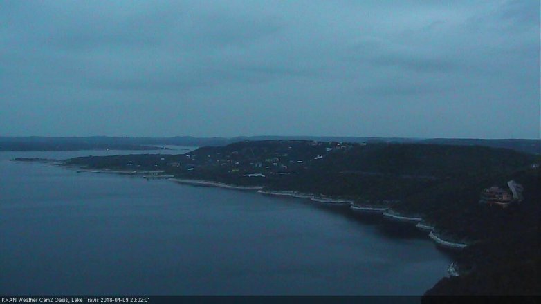 Lake Travis webcam, April 9, 2018 7:30 PM CT