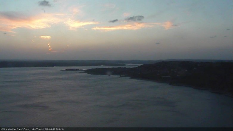 Lake Travis webcam, April 12, 2018 7:30 PM CT