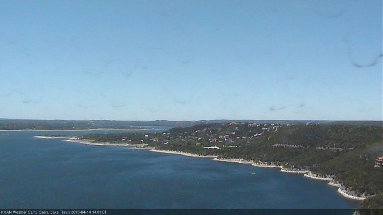 Lake Travis webcam, April 14, 2018 1:15 PM CT