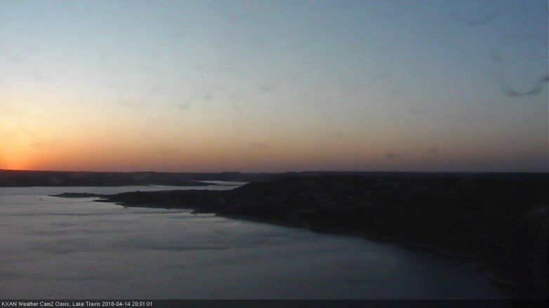 Lake Travis webcam, April 14, 2018 7:05 PM CT