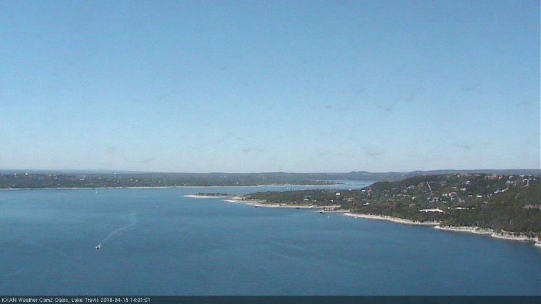 Lake Travis webcam, April 15, 2018 1:25 PM CT