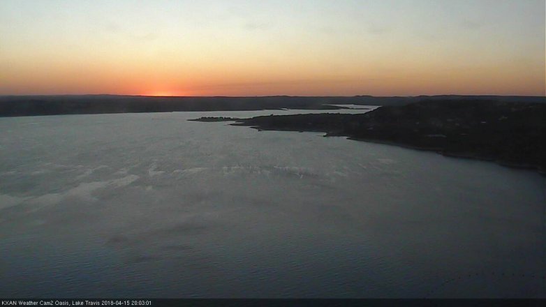 Lake Travis webcam, April 15, 2018 7:10 PM CT