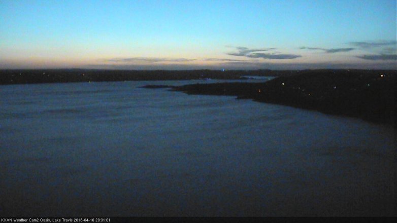 Lake Travis webcam, April 16, 2018 7:45 PM CT