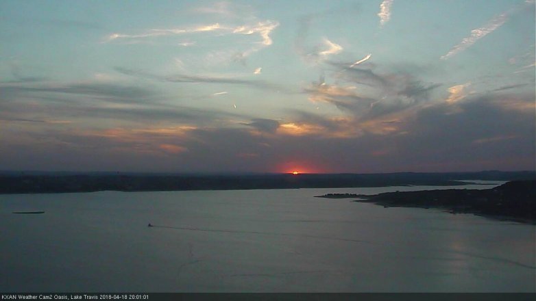 Lake Travis webcam, April 18, 2018 7:30 PM CT