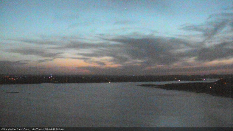 Lake Travis webcam, April 18, 2018 7:40 PM CT