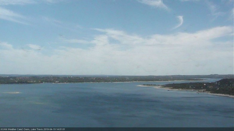 Lake Travis webcam, April 19, 2018 1:10 PM CT