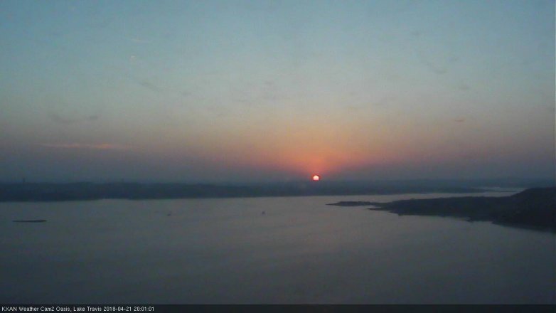 Lake Travis webcam, April 21, 2018 7:30 PM CT