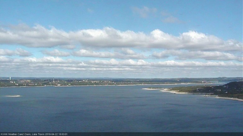 Lake Travis webcam, April 22, 2018 9:10 AM CT