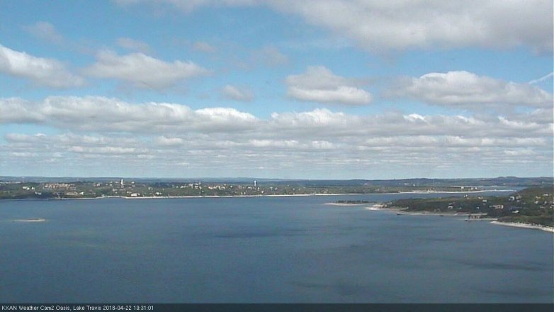 Lake Travis webcam, April 22, 2018 9:45 AM CT