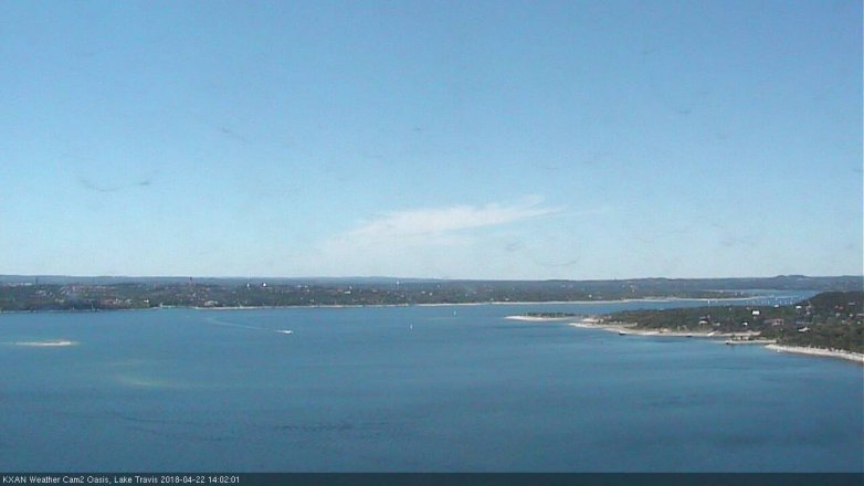 Lake Travis webcam, April 22, 2018 1:10 PM CT