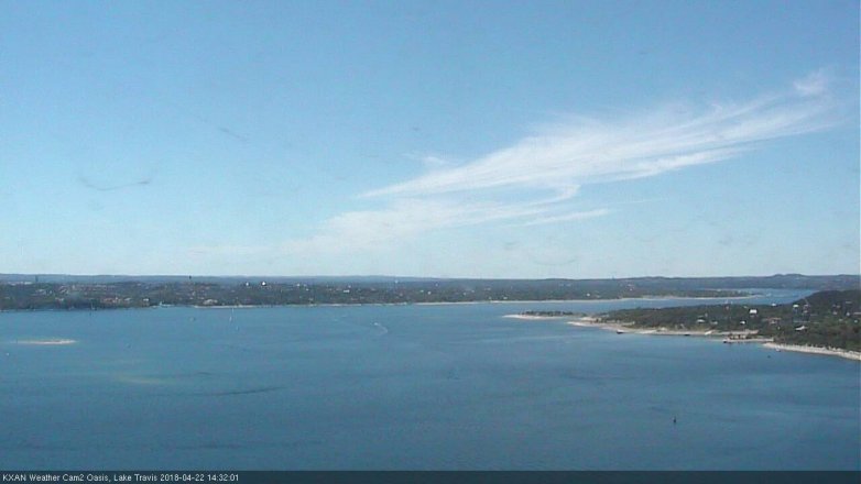 Lake Travis webcam, April 22, 2018 1:45 PM CT