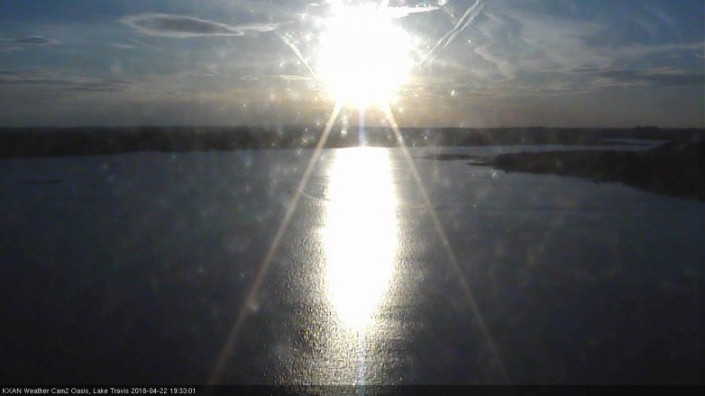 Lake Travis webcam, April 22, 2018 6:50 PM CT