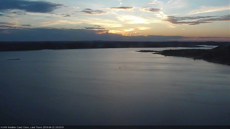 Lake Travis webcam, April 22, 2018 7:15 PM CT