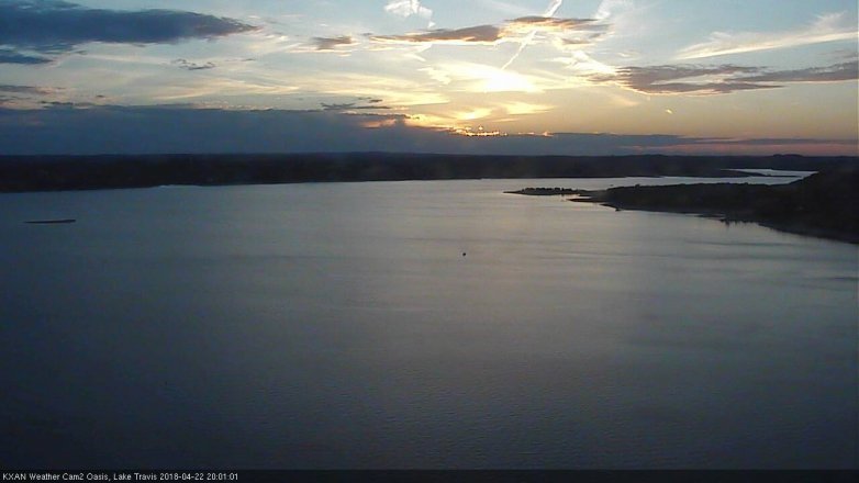 Lake Travis webcam, April 22, 2018 7:20 PM CT