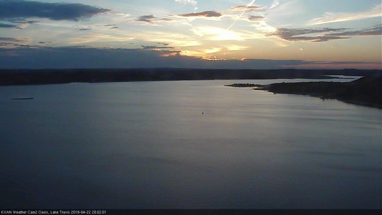 Lake Travis webcam, April 22, 2018 7:25 PM CT