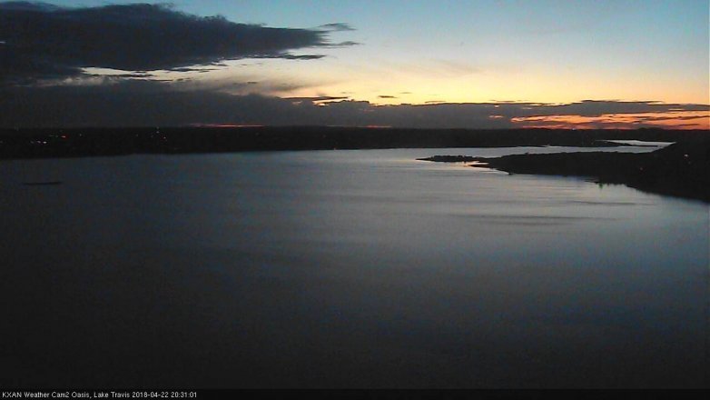 Lake Travis webcam, April 22, 2018 8:00 PM CT