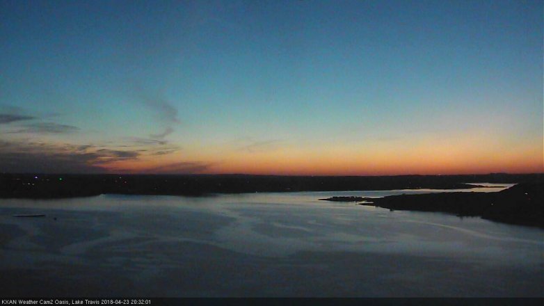 Lake Travis webcam, April 23, 2018 7:55 PM CT