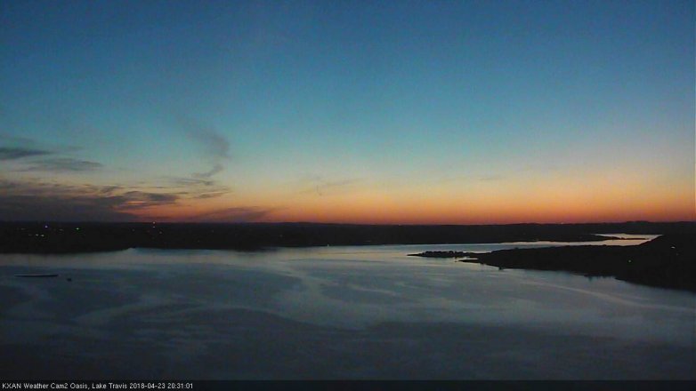 Lake Travis webcam, April 23, 2018 8:00 PM CT