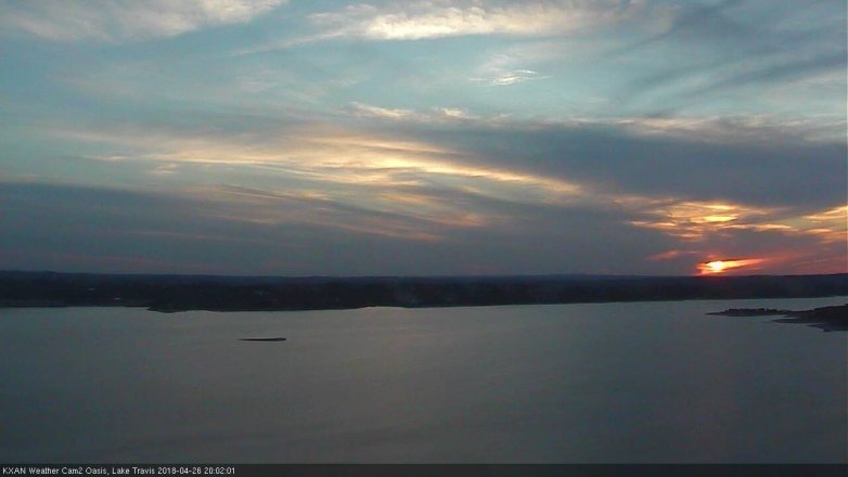 Lake Travis webcam, April 26, 2018 7:05 PM CT