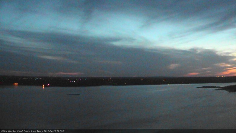 Lake Travis webcam, April 26, 2018 7:45 PM CT