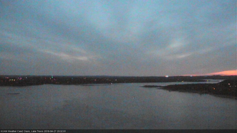 Lake Travis webcam, April 27, 2018 8:00 PM CT