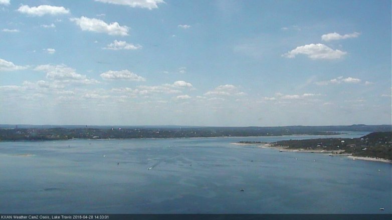 Lake Travis webcam, April 28, 2018 1:45 PM CT