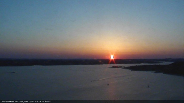 Lake Travis webcam, April 28, 2018 7:15 PM CT