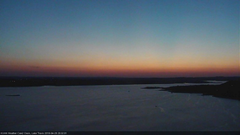 Lake Travis webcam, April 28, 2018 7:45 PM CT