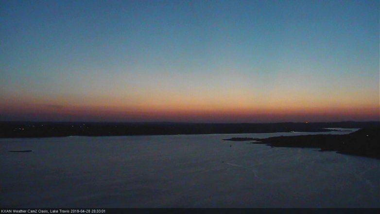 Lake Travis webcam, April 28, 2018 8:05 PM CT