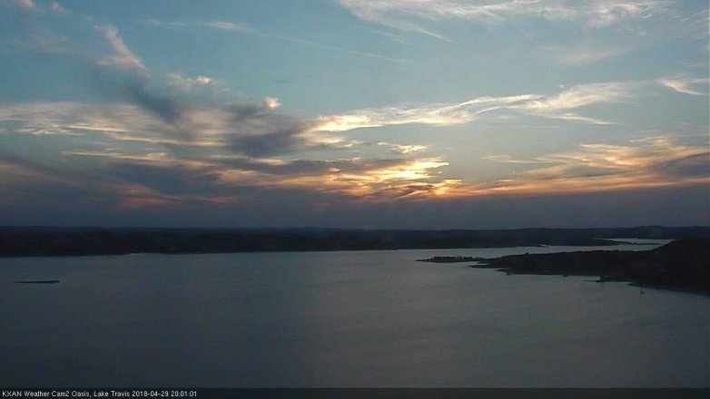 Lake Travis webcam, April 29, 2018 7:15 PM CT