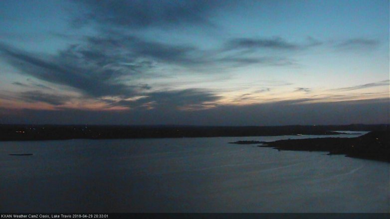 Lake Travis webcam, April 29, 2018 8:00 PM CT