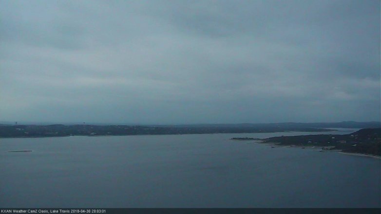 Lake Travis webcam, April 30, 2018 7:10 PM CT