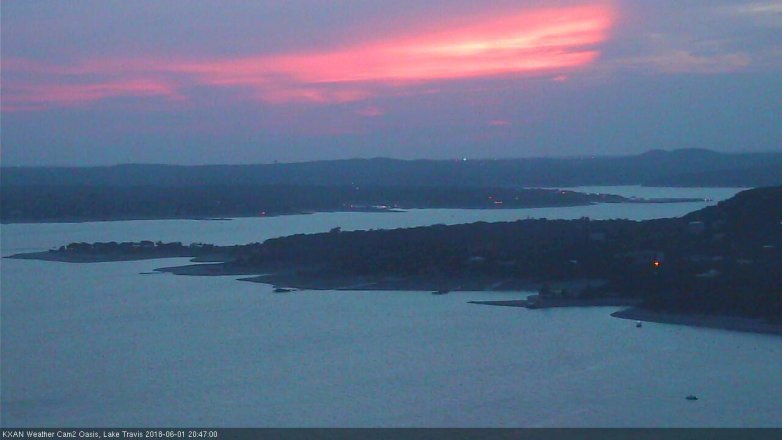 Lake Travis webcam, June 1, 2018 7:50 PM CT