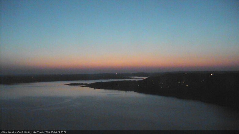 Lake Travis webcam, June 4, 2018 8:05 PM CT