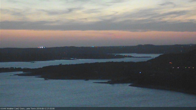 Lake Travis webcam, June 12, 2018 8:05 PM CT