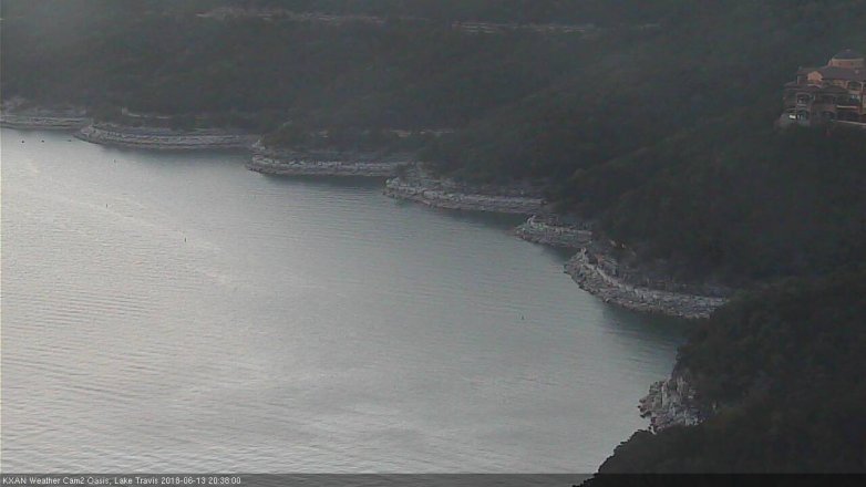 Lake Travis webcam, June 13, 2018 7:40 PM CT