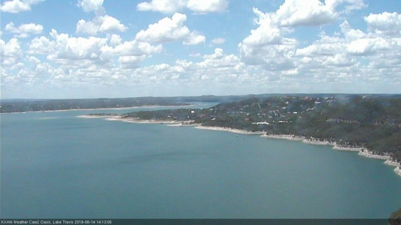 Lake Travis webcam, June 14, 2018 1:15 PM CT